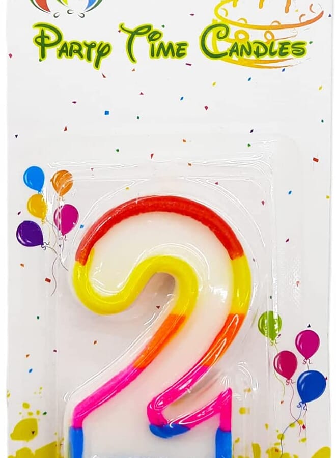 Party Time 1 Piece Wax Number Birthday Candle Rainbow Color Designs For All Occasions Like Birthday Themed Parties And Anniversary #2 - Image 1