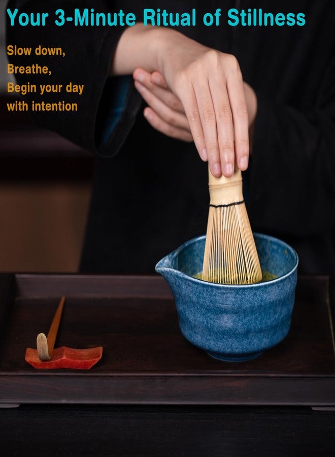 MatchaMantra Artisan Matcha Whisk Set - 8 Pcs Premium Matcha Set with Bowl (Chawan), Bamboo Whisk & Tools | Matcha Kit for Making Breakfast/Latte | Gift for Matcha Lovers (Gem Blue) - Image 4