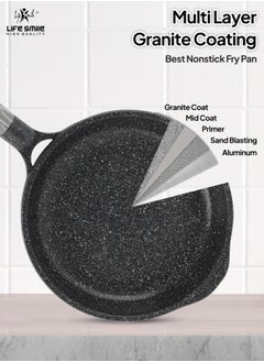 28cm (2.5 Liter) LIFE SMILE Frying Pan With Lid - Multi Layer Granite Coating Fry Pan | Non Stick, 100% PFOA FREE | Heat-Resistant Handle Hanging Loop | Induction bottom - pzsku/Z64A6234014A60E9F5D03Z/45/_/1728894995/4a3b59b4-cdac-4fe5-bca6-a41063d83a3b