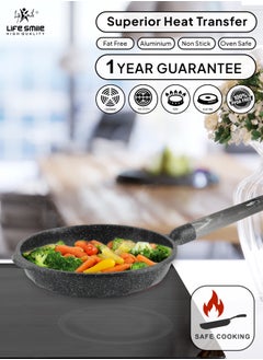 28cm (2.5 Liter) LIFE SMILE Frying Pan With Lid - Multi Layer Granite Coating Fry Pan | Non Stick, 100% PFOA FREE | Heat-Resistant Handle Hanging Loop | Induction bottom - pzsku/Z64A6234014A60E9F5D03Z/45/_/1728894997/6c9988e7-977a-4d67-96b0-37e354357210