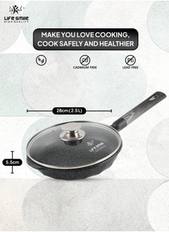 28cm (2.5 Liter) LIFE SMILE Frying Pan With Lid - Multi Layer Granite Coating Fry Pan | Non Stick, 100% PFOA FREE | Heat-Resistant Handle Hanging Loop | Induction bottom - pzsku/Z64A6234014A60E9F5D03Z/45/_/1733289475/25c1887d-51bd-40d7-824d-f8d03b67371a