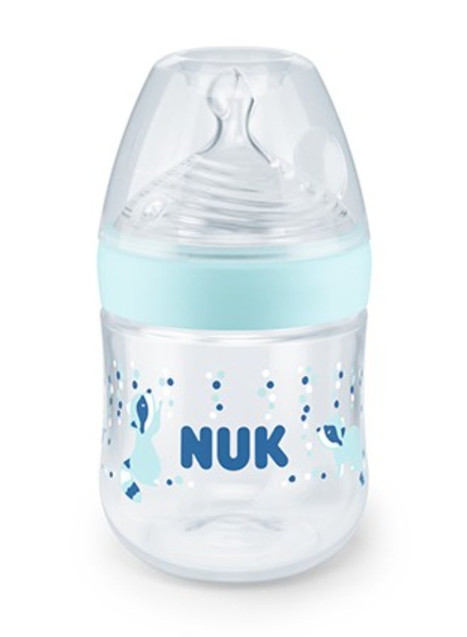 NUK Nature Sense baby Bottle 0-6 Months with Temperature Control 150ml Size S blue - Image 1