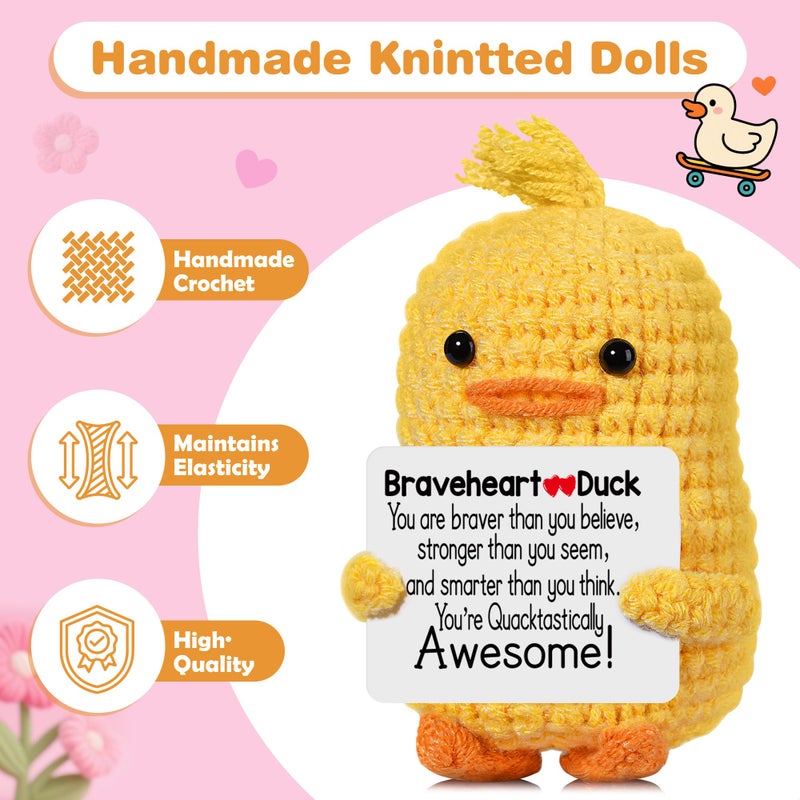 RoomyRoc Inspirational Crochet Animals Stress Anxiety Relief Toys, Positive Affirmation Companion Crochet Duck, Handmade Mental Health Gifts for Women Men, Cute Desk Decor for Friends Coworkers Birthday - Image 5