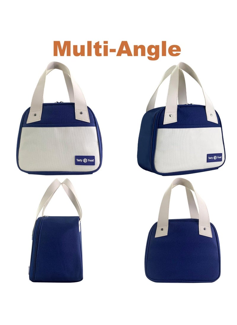 Lunch Bag for Women u0026 Men, Insulated Lunch Tote Bag Simple Lunch Box Bag Small Portable Lunchbox Organizer Cooler Bag Meal Prep Bento Lunch Bag for Work Picnic Beach Travel (Blue)  - Image 4