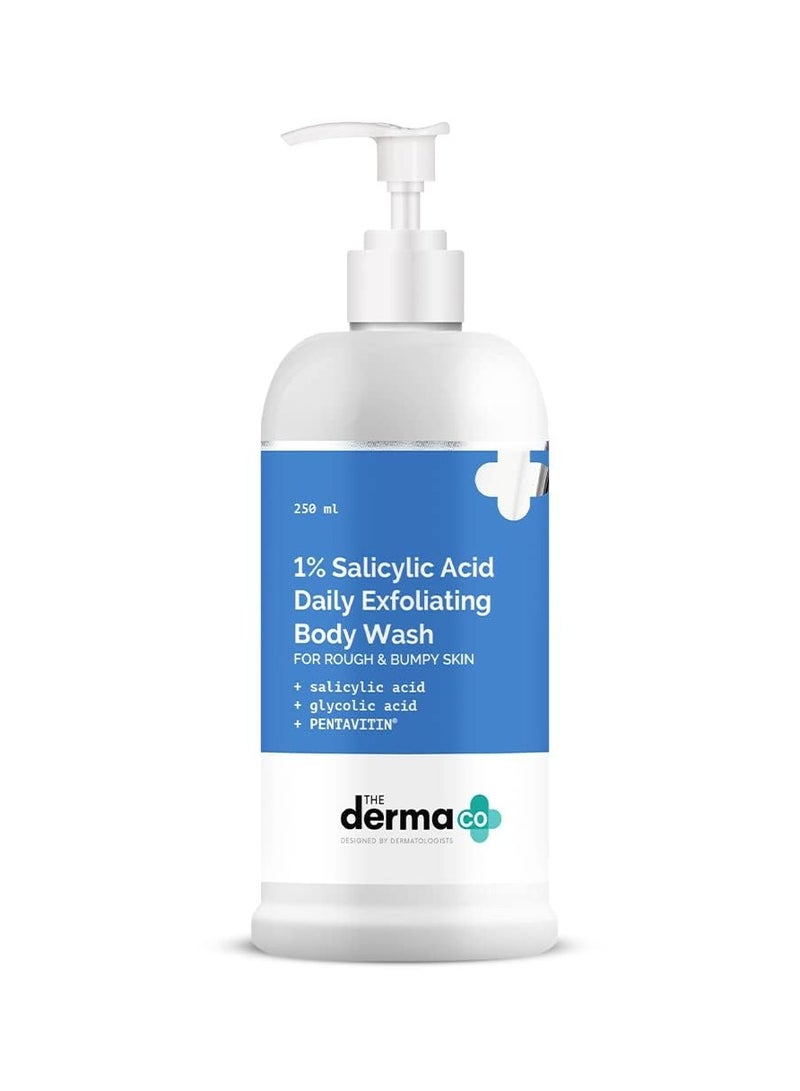 THE derma Co 1% Salicylic Acid Daily Exfoliating Body Wash To Prevent Body ACNE And Cleanse Skin With Salicylic Acid Glycolic Acid And  PENTAVITIN 250ml  - Image 1