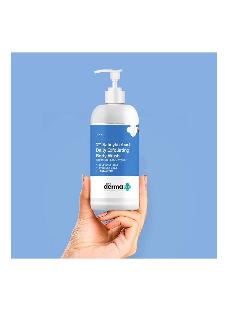 THE derma Co 1% Salicylic Acid Daily Exfoliating Body Wash To Prevent Body ACNE And Cleanse Skin With Salicylic Acid Glycolic Acid And  PENTAVITIN 250ml  - Image 4
