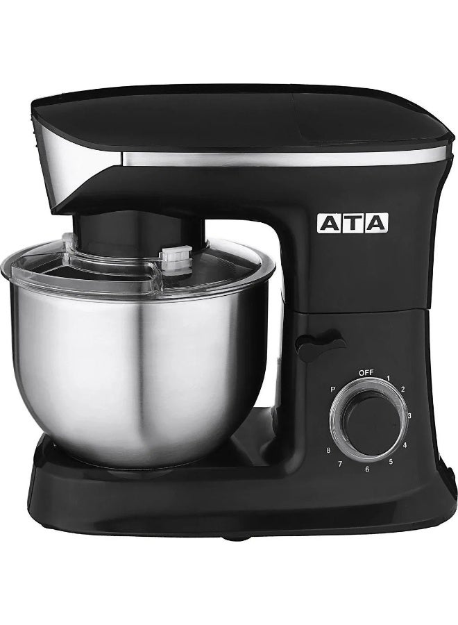 اي تي اي عجان وخلاط ATA احترافي، سعة 6 لتر، قوة 2000 واط، 6 سرعات، وعاء ستانلس ستيل أسود - موديل ST-0001 - Image 1
