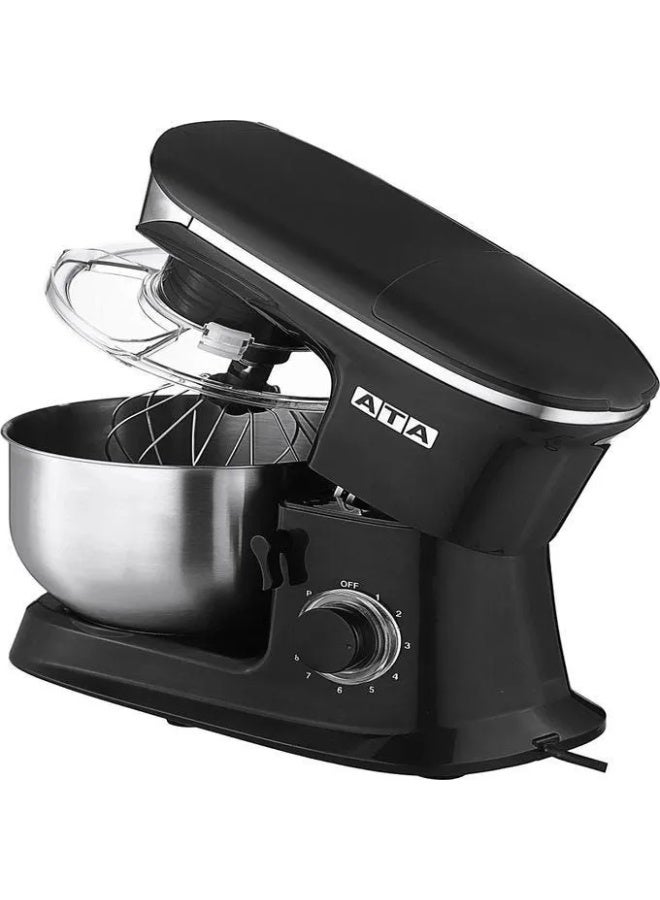 اي تي اي عجان وخلاط ATA احترافي، سعة 6 لتر، قوة 2000 واط، 6 سرعات، وعاء ستانلس ستيل أسود - موديل ST-0001 - Image 2