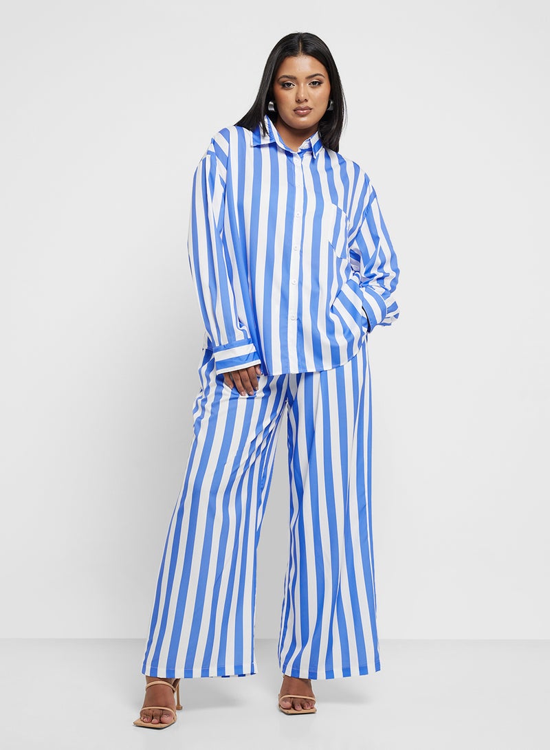 Ella Plus Striped Shirt & Pant Set - Image 1
