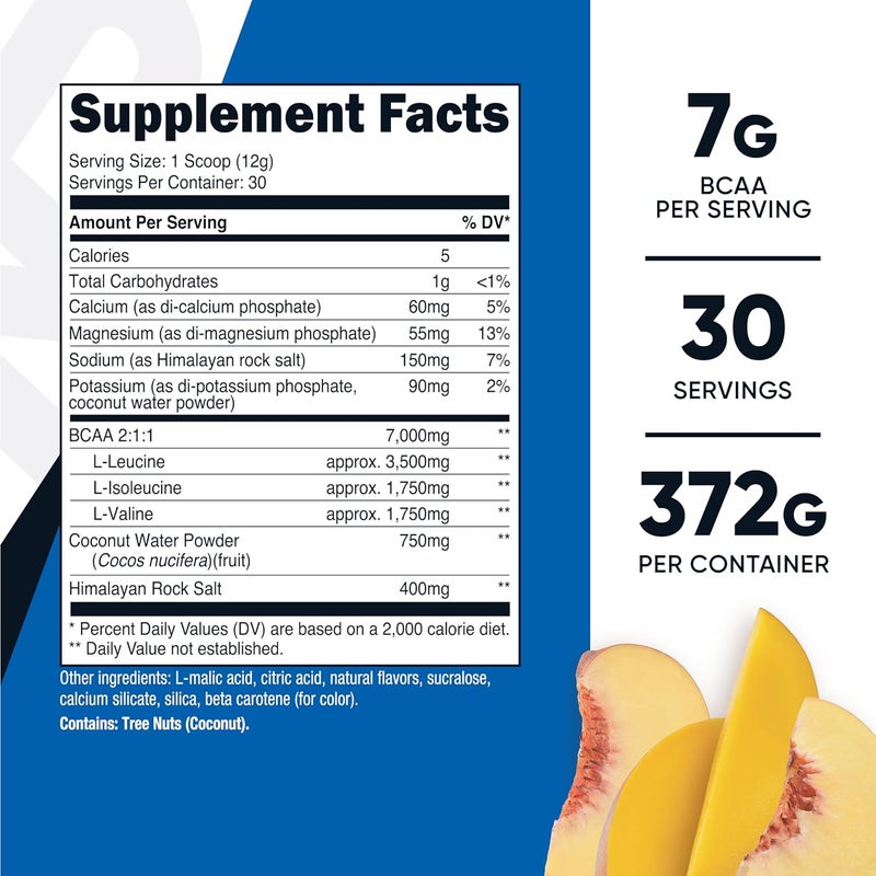 Nutricost BCAA  Hydration Powder Peach Mango 30 Servings  Branched Chain Amino Acids with Hydration Complex  GlutenFree NonGMO - Image 2