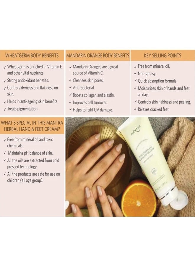 Mantra Herbal Wheatgerm and Mandarin Orange Hand and Feet Cream 100 ml - Image 3
