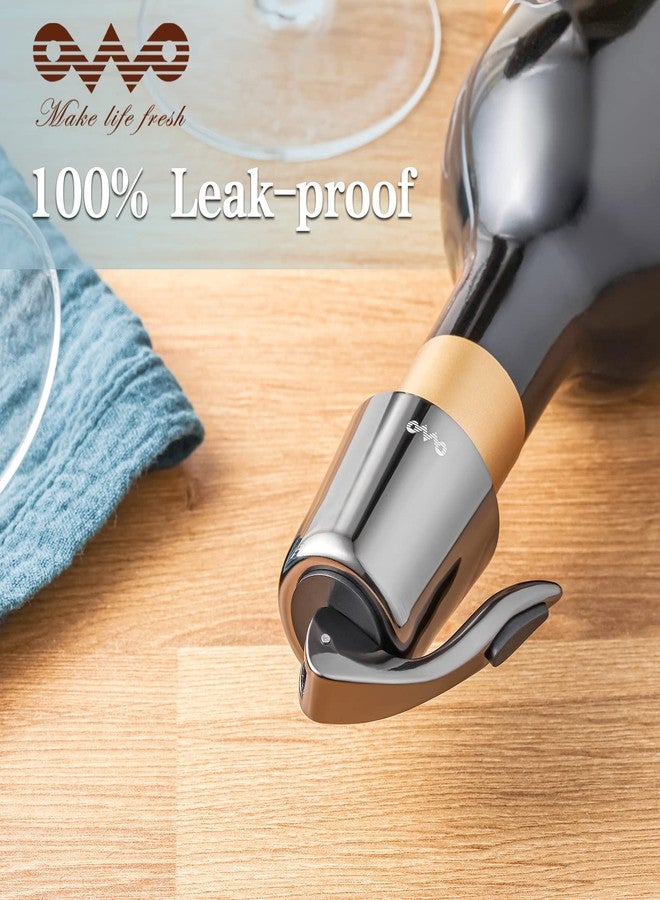 OWO سدادة زجاجة نبيذ من الفولاذ المقاوم للصدأ من OWO، حافظة نبيذ قابلة لإعادة الاستخدام مع ختم سيليكون، مانع تسرب زجاجي مزخرف، يحافظ على نضارة النبيذ (أسود معدني، عبوة واحدة) - Image 4