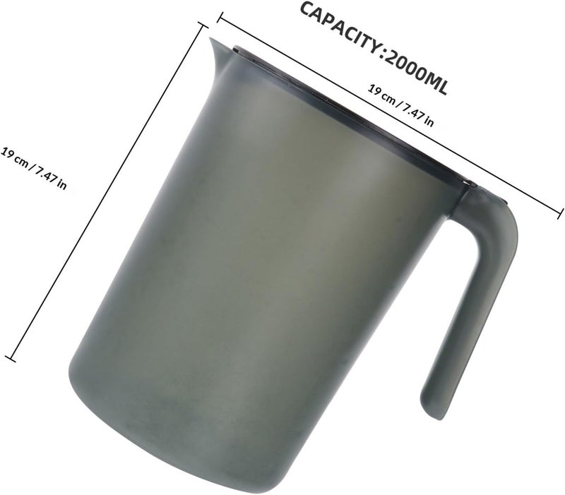 Plastic Water Pitcher with Handle 2000ml Large Capacity Cold Beverage Jug with Lid Black Plastic Kettle for Home Kitchen and Party Use - Image 2
