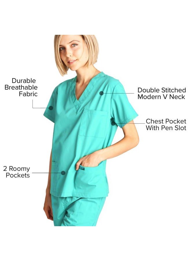 Dagacci Medical Uniform Womens and Mens Scrubs Set Medical Scrubs Shirt Top and Pant, Hospital Green, X-Small, Short Sleeve, Hospital Green, XS - Image 5