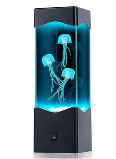 بلان A مصباح ليلي على شكل حوض سمك مزود بـ 3 أسماك قنديل البحر، يعمل بمنفذ USB أو بالبطاريات، مع 7 ألوان متغيرة تلقائيًا. مثالي لديكور غرف النوم والمكاتب، ويضفي أجواء هادئة ومريحة للأطفال والبالغين  - Image 1
