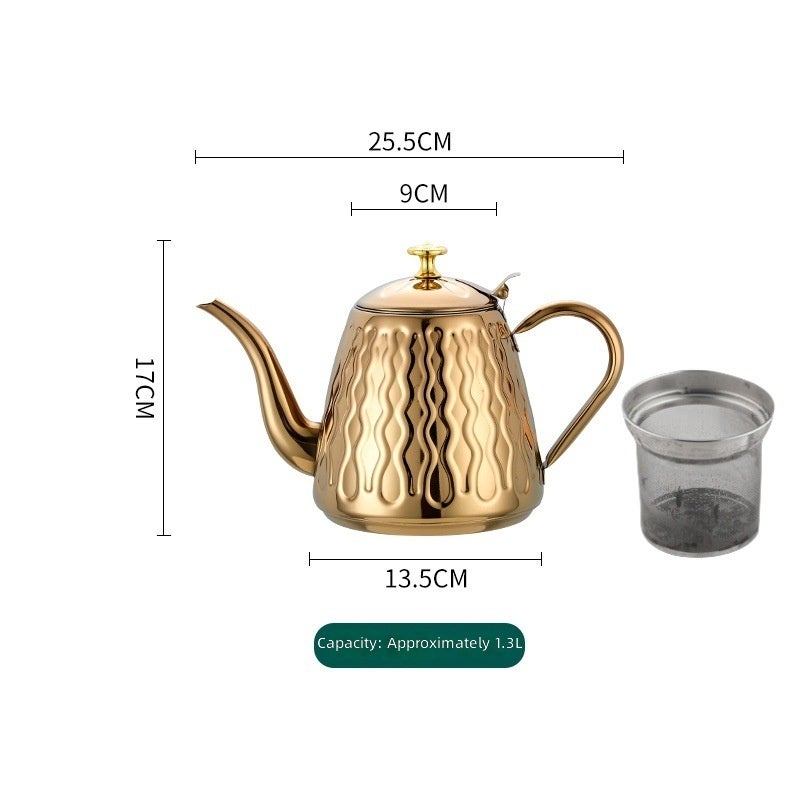 إبريق شاي وقهوة من الفولاذ المقاوم للصدأ بتصميم على شكل أناناس مع مصفاة مدمجة، متوافق مع الموقد والتحريض، متاح بأحجام وألوان متعددة - Image 1