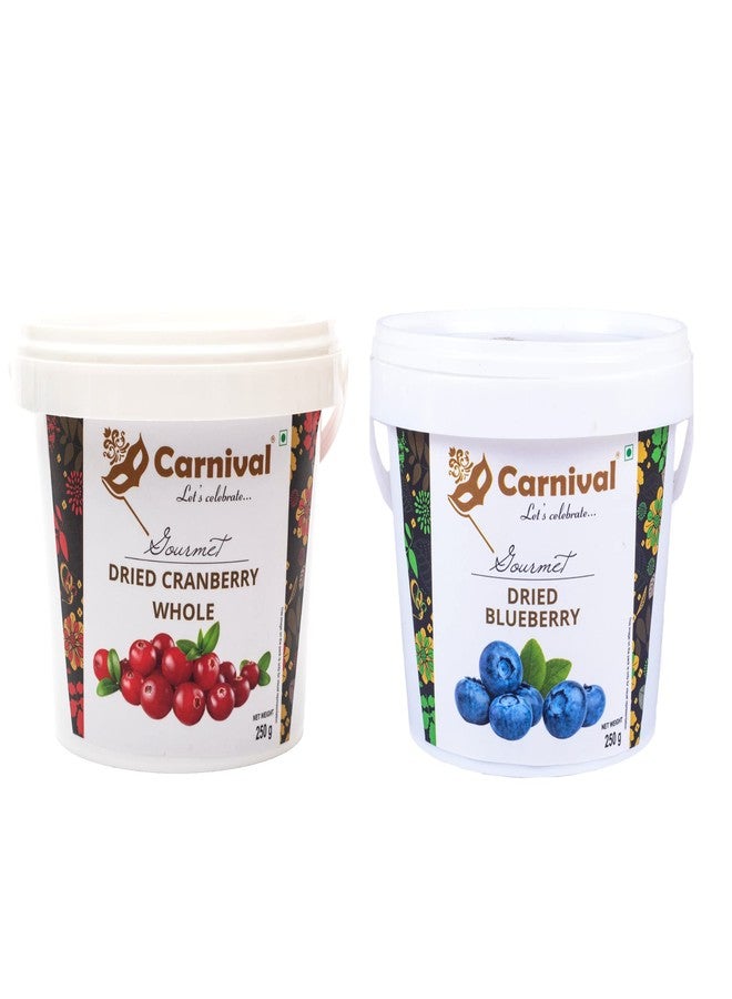Carnival Dried Cranberry & Blueberry Combo of 2 (each 250g)| Healthy Snacks | Whole Premium Dried Berries | Dryfruits | Antioxidant Rich - Image 1