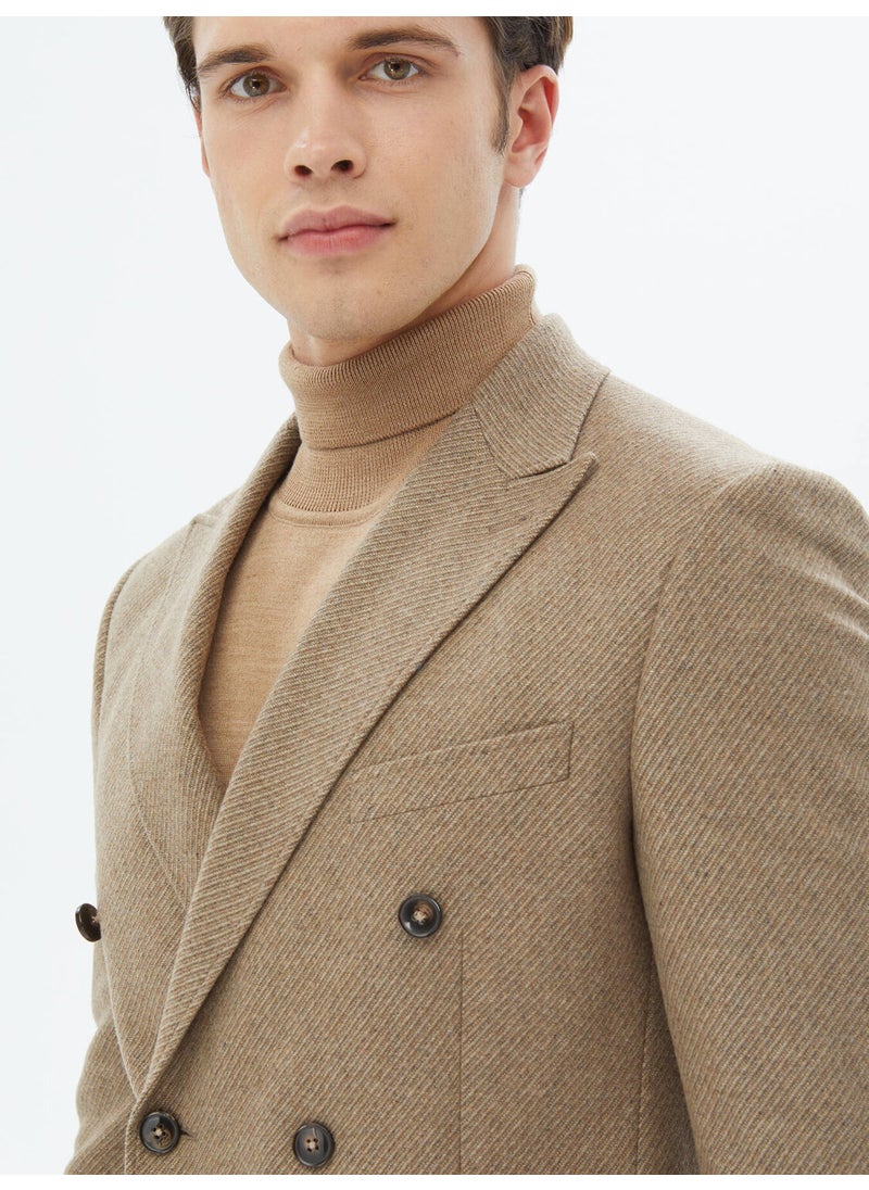 Kip - Mink Patterned Modern Fit Wool Blend Jacket - Image 1