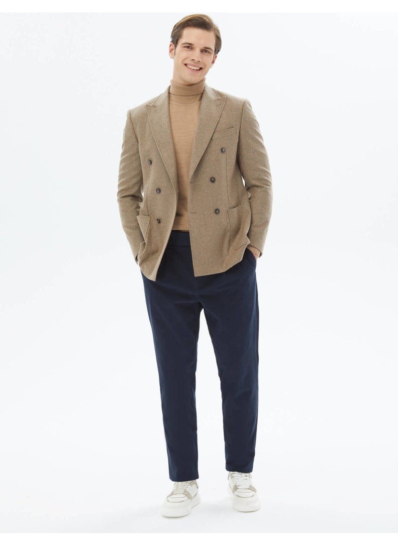 Kip - Mink Patterned Modern Fit Wool Blend Jacket - Image 1
