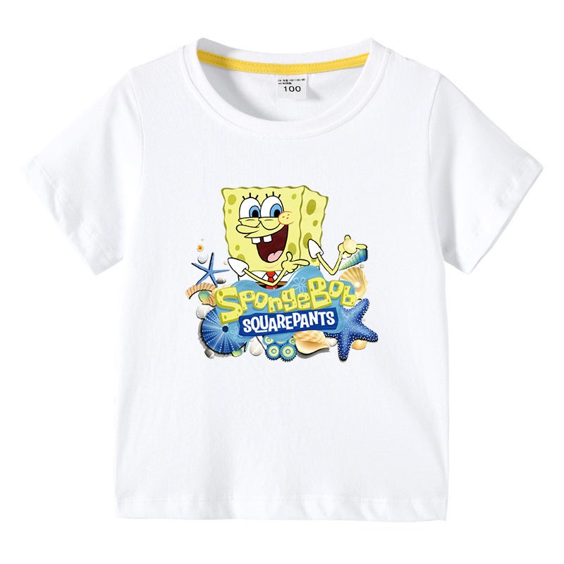 Sponge Baby New Children'S Clothing Children'S Summer Short-Sleeved T-Shirt Boys And Girls Bottoming Shirt Baby Half-Sleeved T-Shirt Children'S Top - Image 3