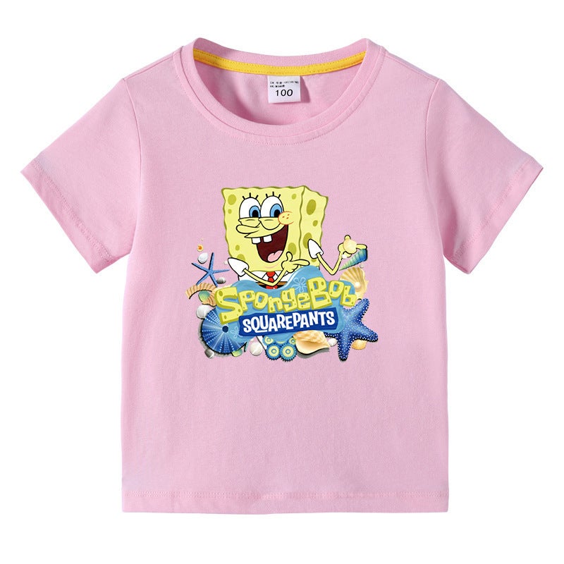 Sponge Baby New Children'S Clothing Children'S Summer Short-Sleeved T-Shirt Boys And Girls Bottoming Shirt Baby Half-Sleeved T-Shirt Children'S Top - Image 5