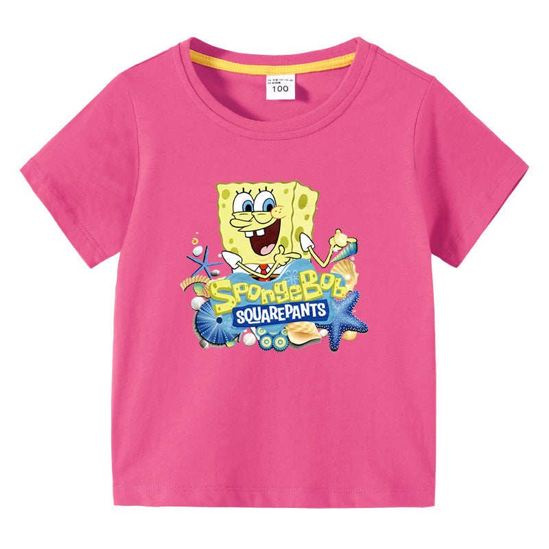 Sponge Baby New Children'S Clothing Children'S Summer Short-Sleeved T-Shirt Boys And Girls Bottoming Shirt Baby Half-Sleeved T-Shirt Children'S Top - Image 1