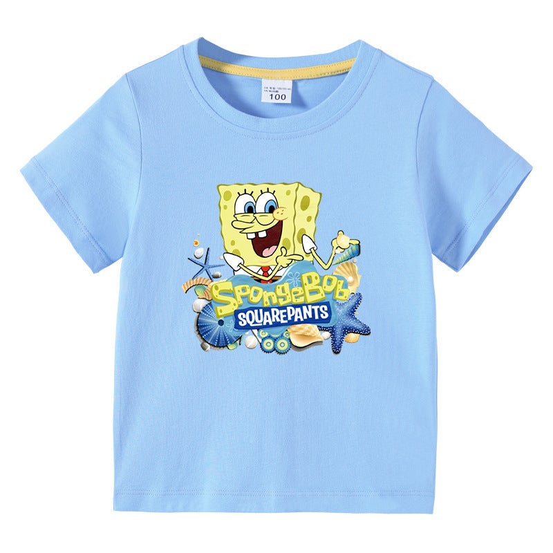 Sponge Baby New Children'S Clothing Children'S Summer Short-Sleeved T-Shirt Boys And Girls Bottoming Shirt Baby Half-Sleeved T-Shirt Children'S Top - Image 2