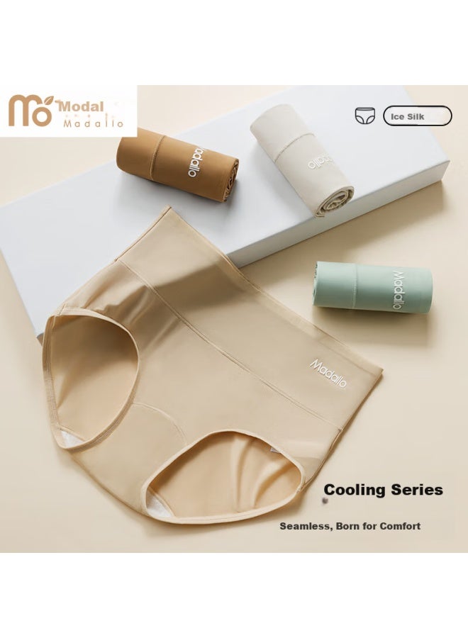 Modal High Waist Ice Silk Seamless Antibacterial Cotton Crotch Women's Tummy Control Plus Size Triangle Underwear Spring Summer - Image 3