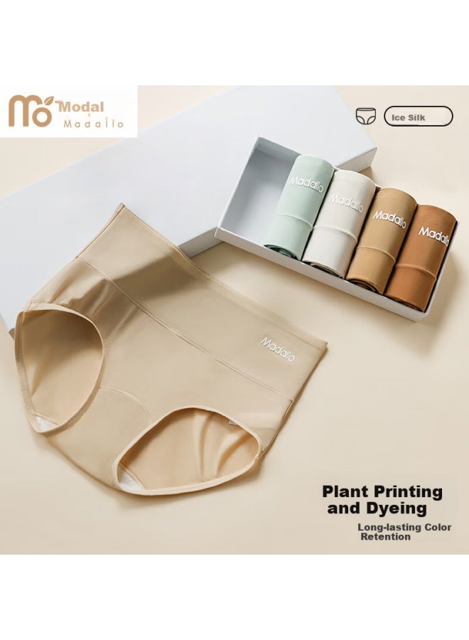 Modal High Waist Ice Silk Seamless Antibacterial Cotton Crotch Women's Tummy Control Plus Size Triangle Underwear Spring Summer - Image 2