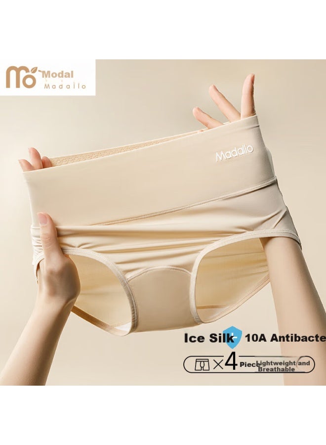 Modal High Waist Ice Silk Seamless Antibacterial Cotton Crotch Women's Tummy Control Plus Size Triangle Underwear Spring Summer - Image 1