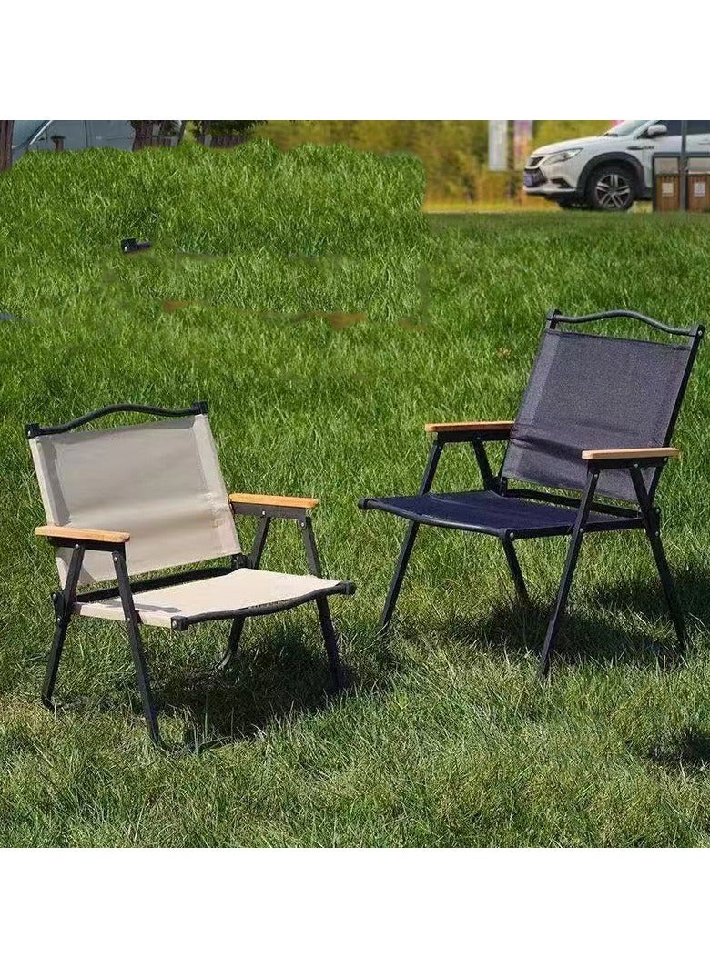 High Quality Folding Portable Camping Chair, with Handles-Black - Image 3