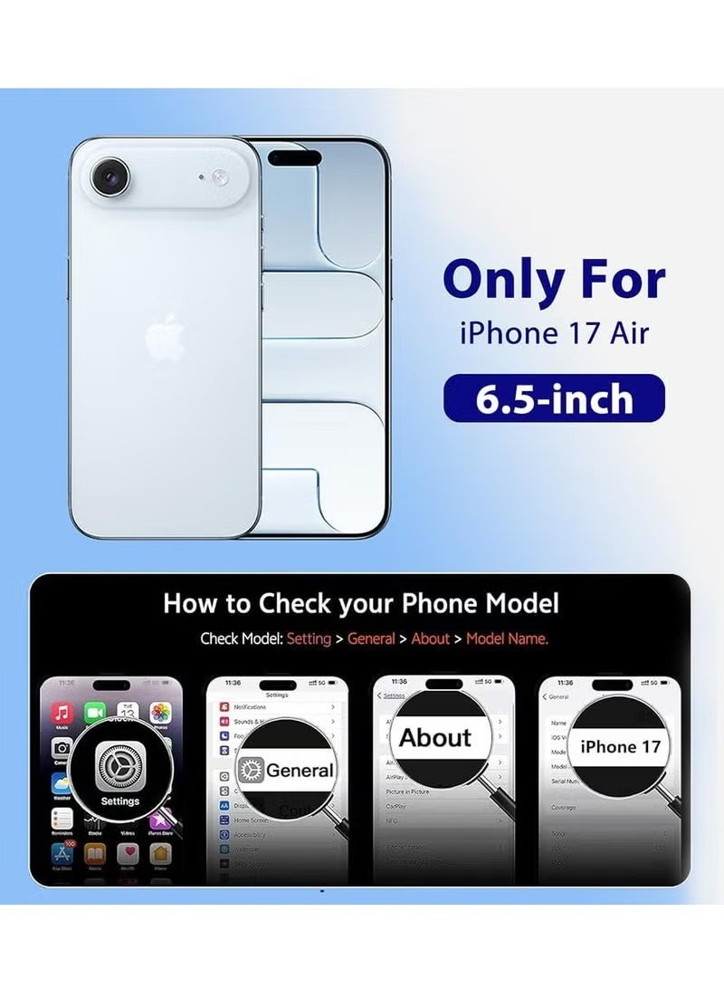 ELTRAZONE Clear Case Compatible with MagSafe for iPhone 17 Air with Tempered Glass Screen Protector, Crystal Transparent Anti-Scratch Shock-Absorbent Cover for 6.5-Inch Device - Image 1