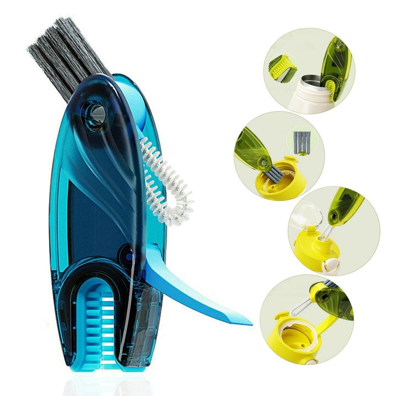 CraftinAround 4 in 1 Multifunctional Cup Lid Cleaning Brush Set, 1pc Bright Blue, Plastic - Image 1
