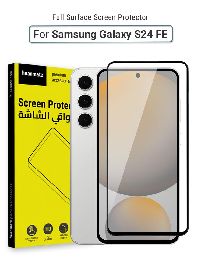 huanmate - Samsung Galaxy S24 FE Screen Protector – Premium Edge to Edge Tempered Glass, High Transparency, Delicate Touch, Anti-Explosion, Smooth Arc Edges, Easy Installation - Image 1