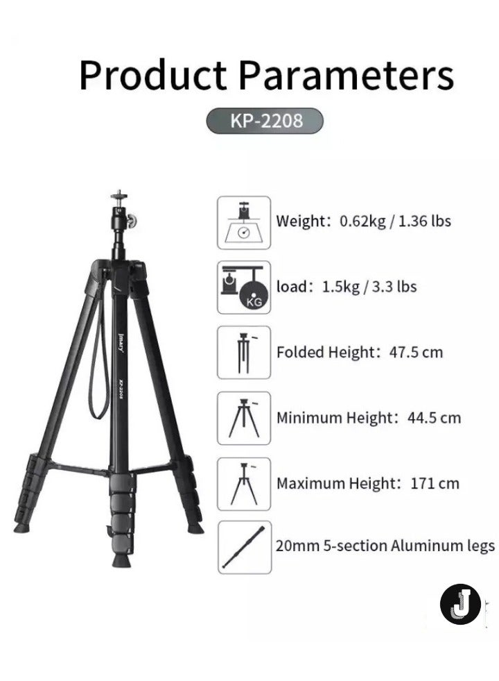 JAJEEK Upgraded Multifunctional Tripod for Mobiles, Ring Lights & Cameras – Perfect for Vlogging, Photography, and Live Streaming, Adjustable, Stable, and Versatile Design  - Image 2