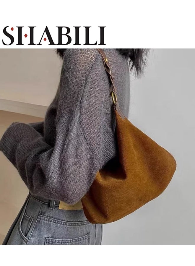 Women's PU Leather Shoulder Bag, Ladies Portable Fashionable Armpit Bag Side Bag Carry Bag, Daily Commuting Handbag Satchel Bag Phone Bag Office Bag Clutch Bag for Girls, College Students