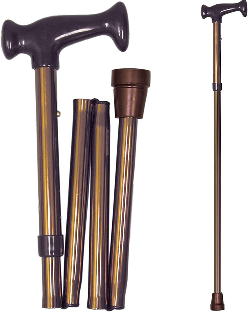 DMI Adjustable Folding Cane with Ergonomic Handle Lightweight Sturdy and Support up to 250 pounds Great for Travel Walking Stick Bronze - Image 1
