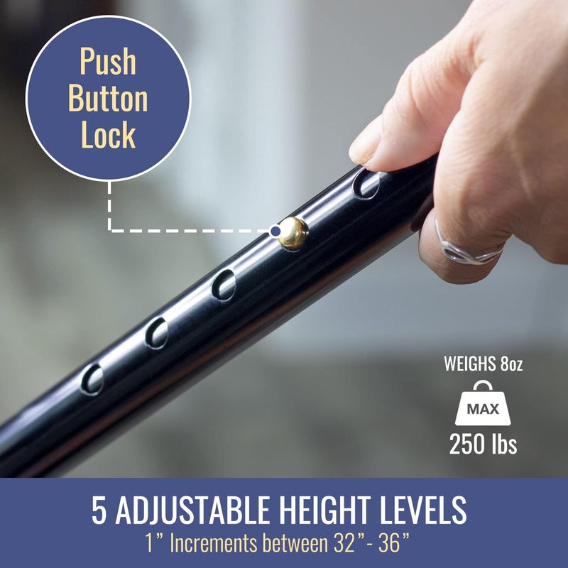 DMI Adjustable Folding Cane with Ergonomic Handle Lightweight Sturdy and Support up to 250 pounds Great for Travel Walking Stick Bronze - Image 3