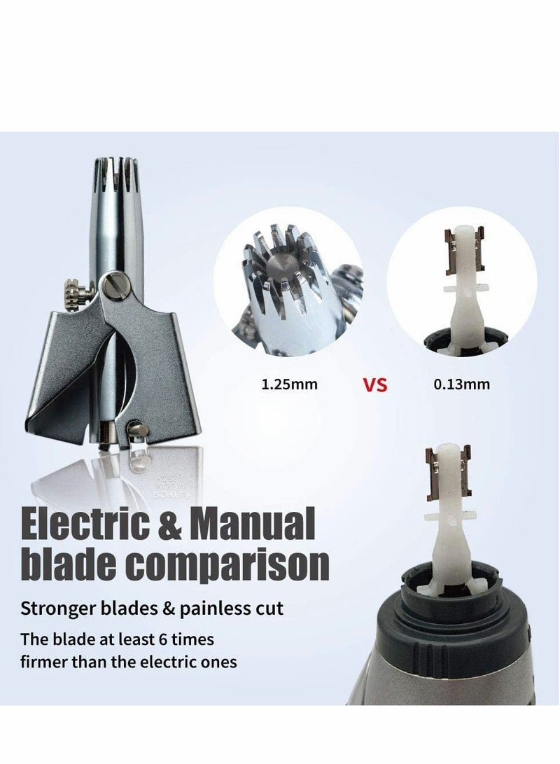 Manual Nose Hair Trimmer for Men and Women, Stainless Steel Ear and Nose Hair Clipper, Painless and Waterproof Design - Image 3