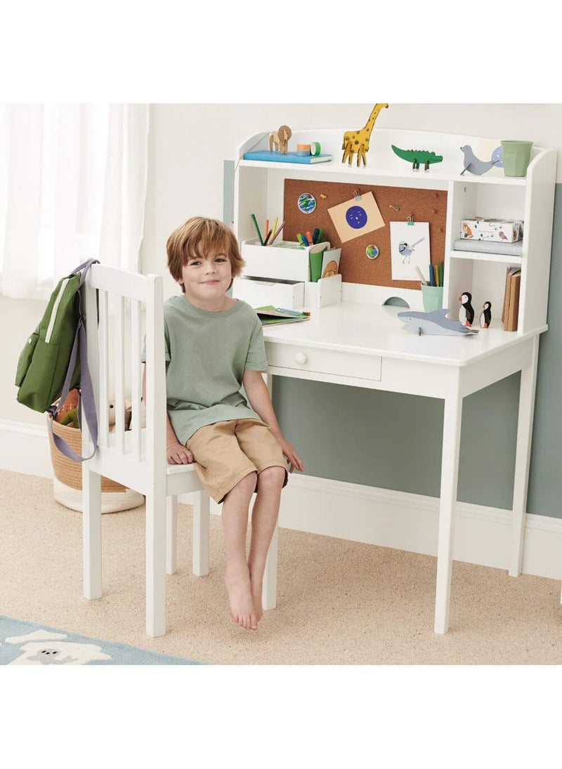 Homesmiths Wooden Nelson Desk Chair, White H92 x W39 x D40cm - Image 3