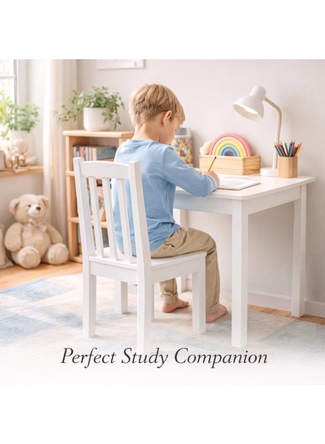 Homesmiths White Kids Desk Chair 5 yrs+, 40 D x 37.5 W x 92 H cm, Seat Height 44 cm, Sturdy Wooden Study Chair for Children, Bedroom, Study Room & Classroom, Max 70 kg - Image 3