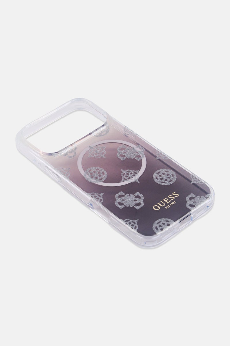 GUESS iPhone 17 Pro Max Gradient Peony And Glitter Mobile Case, Grey - Image 4