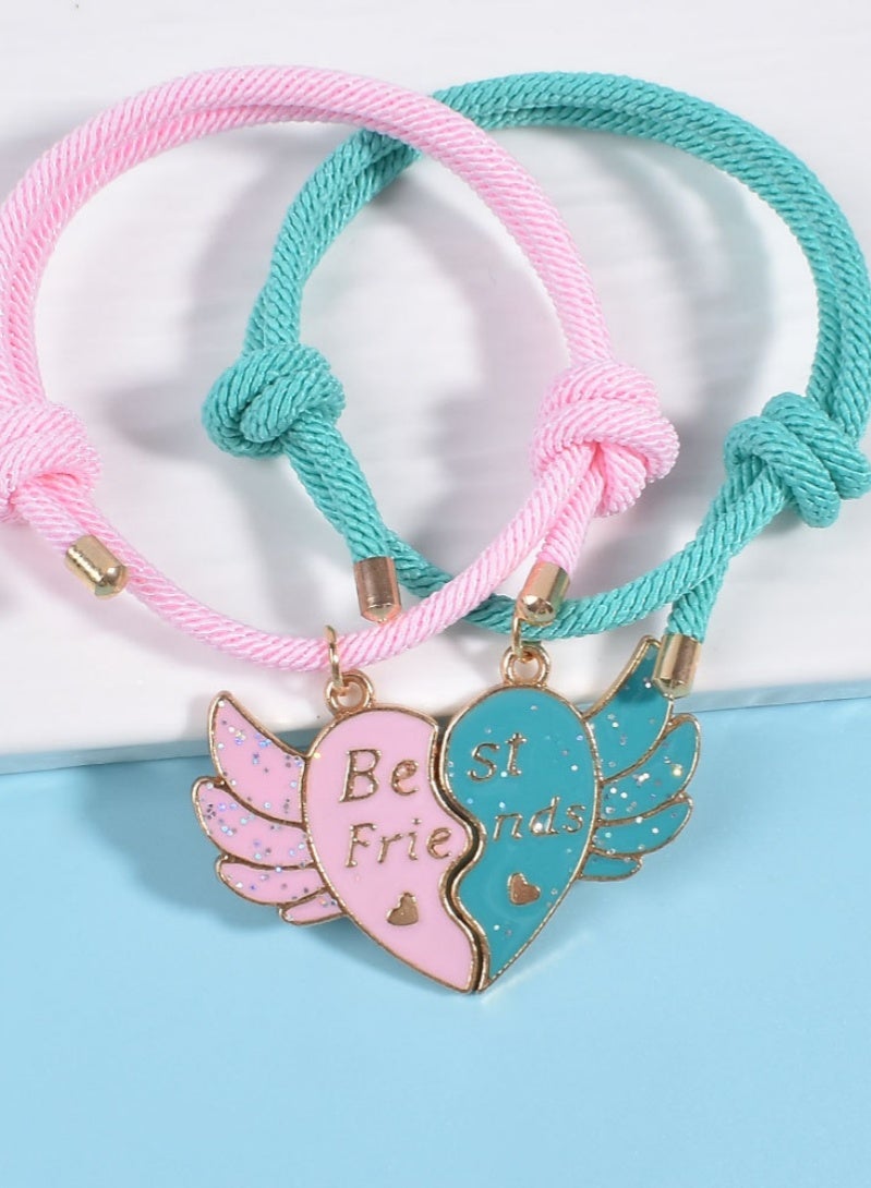 أروى بفف أساور 2 قطعة الصداقة أساور مغناطيسية أفضل الأصدقاء القلب قلادة لطيف تصميم أساور نايلون ، للفتيات النساء الصداقة مجوهرات هدايا للأطفال - Image 1