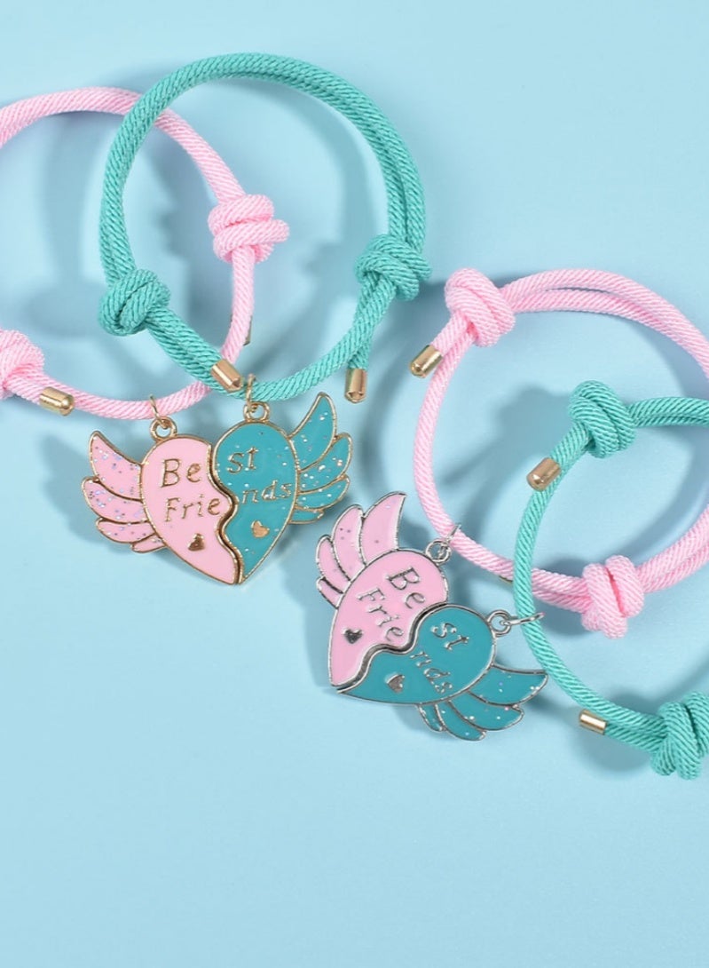 أروى بفف أساور 2 قطعة الصداقة أساور مغناطيسية أفضل الأصدقاء القلب قلادة لطيف تصميم أساور نايلون ، للفتيات النساء الصداقة مجوهرات هدايا للأطفال - Image 4