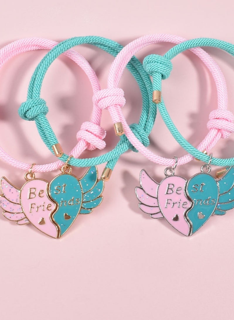 أروى بفف أساور 2 قطعة الصداقة أساور مغناطيسية أفضل الأصدقاء القلب قلادة لطيف تصميم أساور نايلون ، للفتيات النساء الصداقة مجوهرات هدايا للأطفال - Image 3