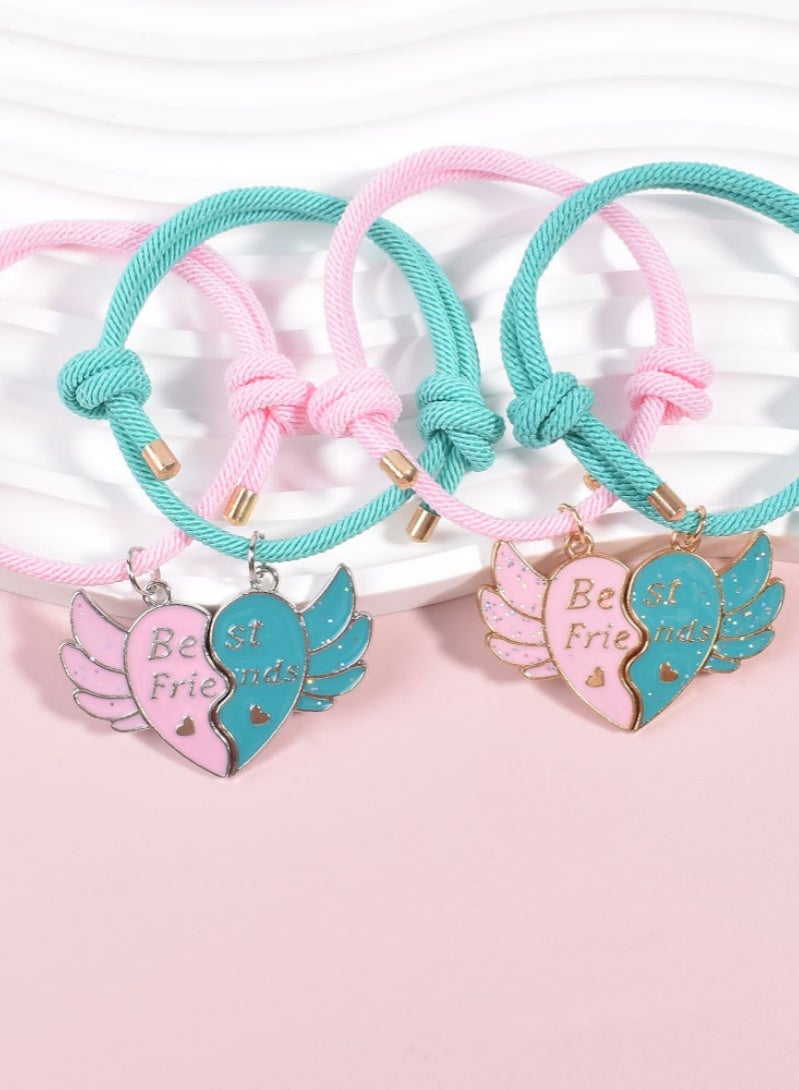 أروى بفف أساور 2 قطعة الصداقة أساور مغناطيسية أفضل الأصدقاء القلب قلادة لطيف تصميم أساور نايلون ، للفتيات النساء الصداقة مجوهرات هدايا للأطفال - Image 5