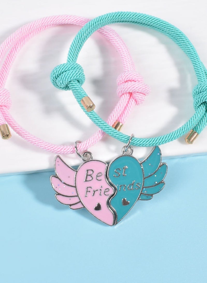 أروى بفف أساور 2 قطعة الصداقة أساور مغناطيسية أفضل الأصدقاء القلب قلادة لطيف تصميم أساور نايلون ، للفتيات النساء الصداقة مجوهرات هدايا للأطفال - Image 2