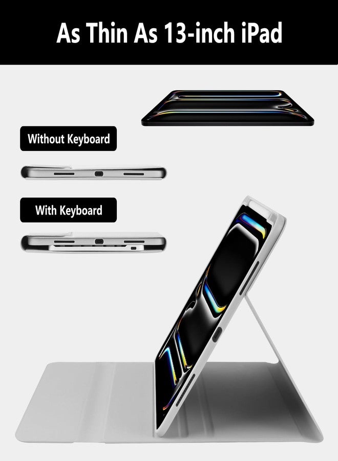 amzcase جراب aMZCaSE لجهاز iPad Pro مقاس 13 بوصة مع لوحة مفاتيح (M5/M4) 2025/2024، مزود بلوحة مفاتيح لجهاز iPad Pro مقاس 13 بوصة مع غطاء نحيف قابل للفصل مغناطيسيًا، وخاصية التشغيل/الإيقاف الذكي، وحامل قلم، رمادي - Image 3