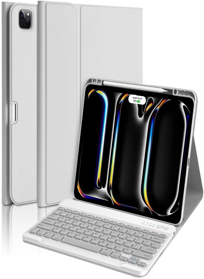 amzcase جراب aMZCaSE لجهاز iPad Pro مقاس 13 بوصة مع لوحة مفاتيح (M5/M4) 2025/2024، مزود بلوحة مفاتيح لجهاز iPad Pro مقاس 13 بوصة مع غطاء نحيف قابل للفصل مغناطيسيًا، وخاصية التشغيل/الإيقاف الذكي، وحامل قلم، رمادي - Image 1