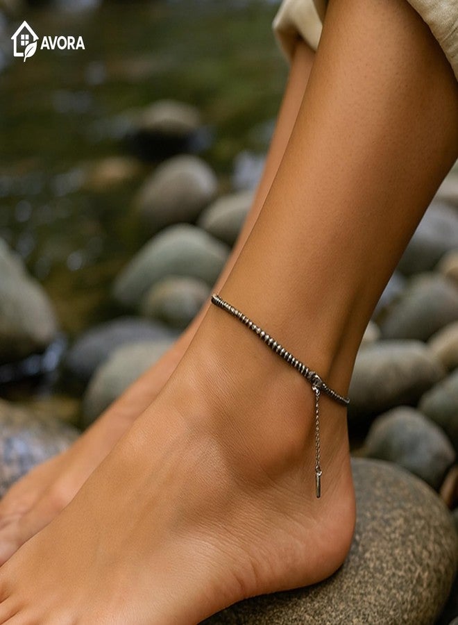 AVORA Raw Pyrite Anklet for Women | Natural Stone Jewellery for Wealth, Luck & Protection | Certified Crystal | Spiritual Healing Jewellery Gift for Girls & Women | Adjustable Payal Bracelet - Image 2